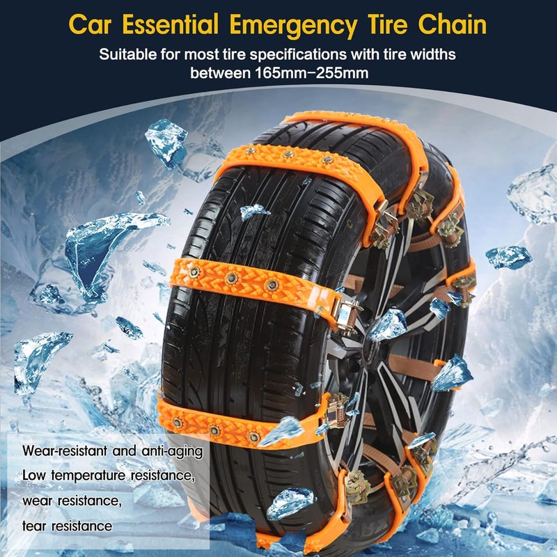 Mistriddle Snow Chains, Anti Slip, Non-metallic, Emergency Tire Chains Suitable for Cars, Trucks, Pickup, SUVs with Tire Width of 245-275mm(14 Pack, Yellow) - Image 2